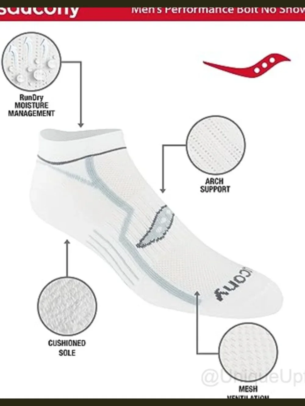 Men's No-Show Performance Running Socks Light Cushion Arch Compression